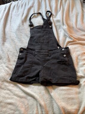 Hollister Black Denim Short Overalls